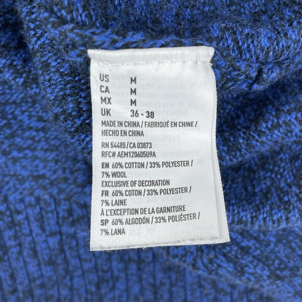 American Eagle Classic Fit Blue Black Marled Wool Blend Crewneck Sweater Men's M